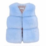 Baby faux fur vest for girls-light-blue