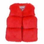 Baby faux fur vest for girls-red