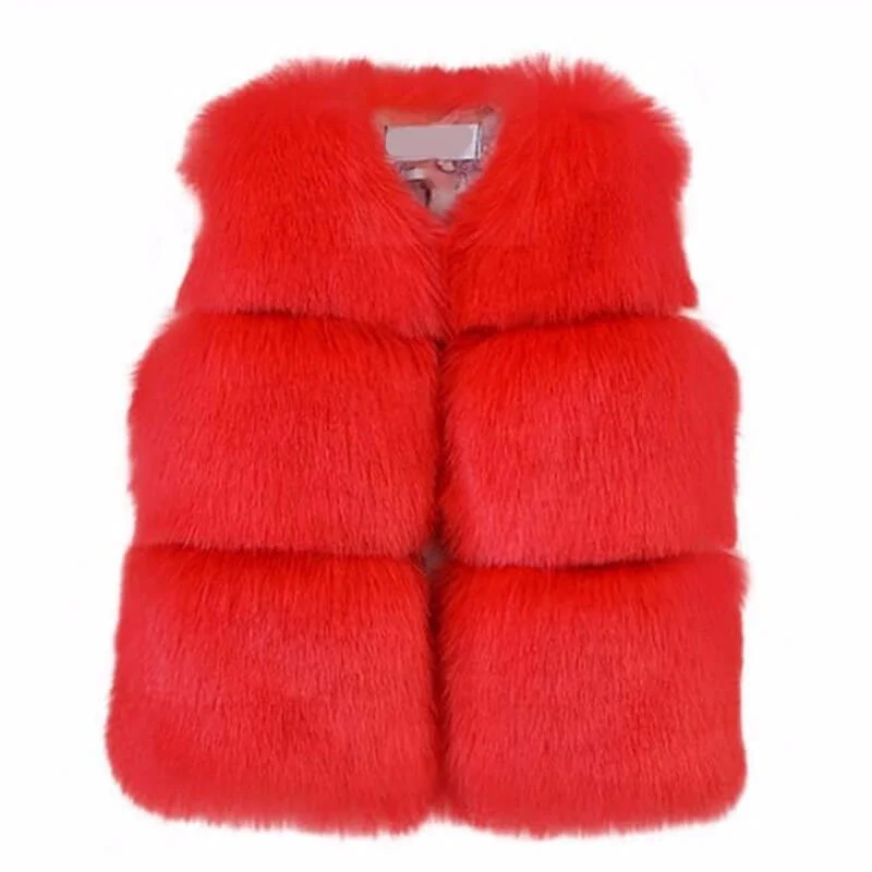 Red faux clearance fur vest