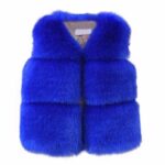 Baby faux fur vest for girls-royal-blue