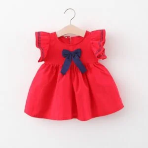 Baby girl cotton summer dress - Red