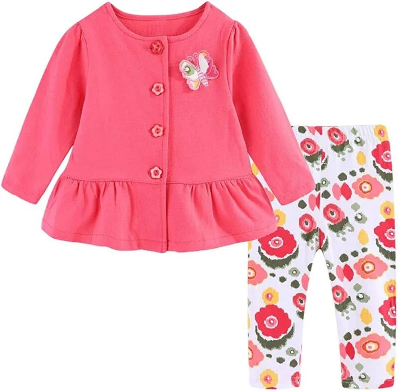 Baby girl leggings and top set - pink