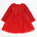 Baby girl long sleeve lace tulle dress - red3