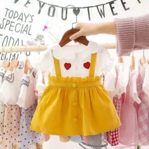 Baby girl pinafore dress - Yellow