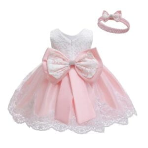 Baby girl princess lace dress-white-pink (3)