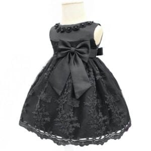 Baby girl satin dress - Black