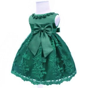 Baby girl satin dress - Dark green