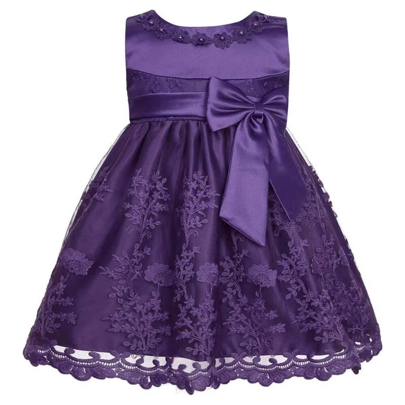 Baby girl satin dress - Dark Purple