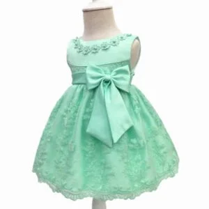 Baby girl satin dress - Light green