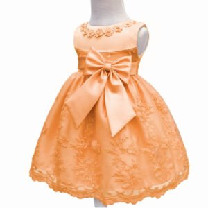 Baby girl satin dress - Orange