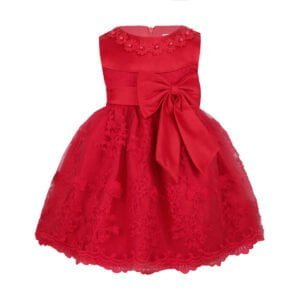 Baby girl satin dress - Red