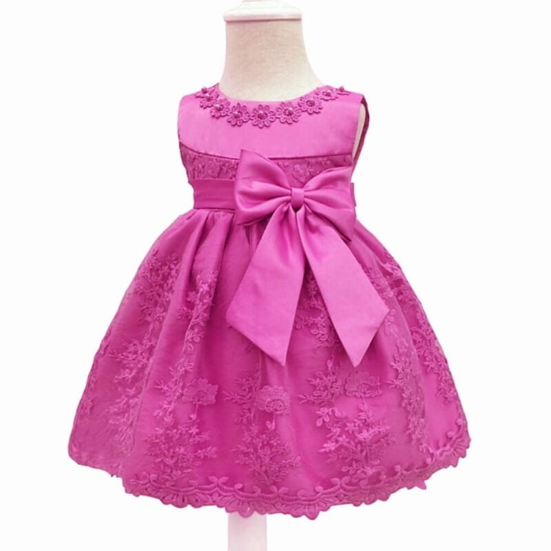 Baby girl satin dress - Rose pink