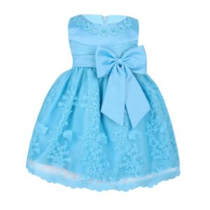 Baby girl satin dress - Sky blue