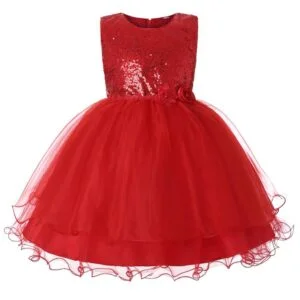 Baby girl sequin dress - Red