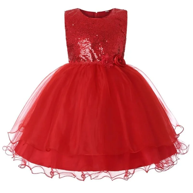 Baby girl sequin dress - Red