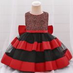Baby girl sequin tulle dress - Red
