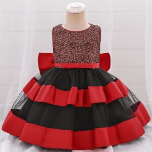 Baby girl sequin tulle dress - Red