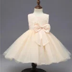 Baby girl tulle party dress-cream (1)