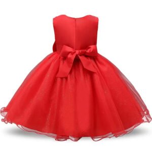 Baby girl tulle party dress-red (1)