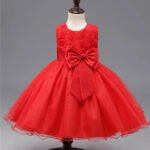 Baby girl tulle party dress-red (2)