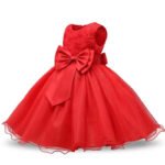 Baby girl tulle party dress-red (4)