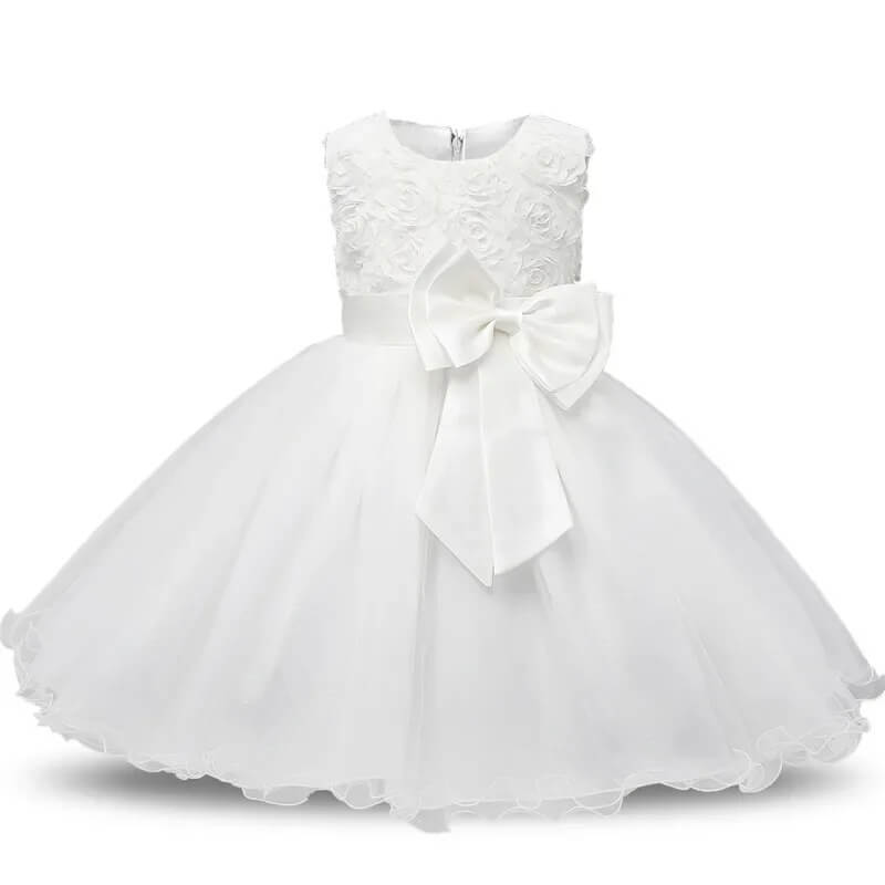 Baby girl tulle party dress-white (1)