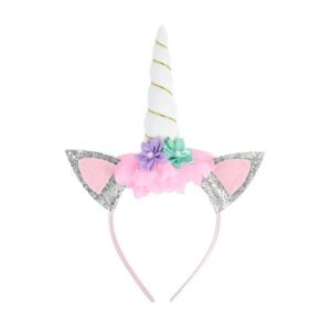 Baby girl unicorn headband-white
