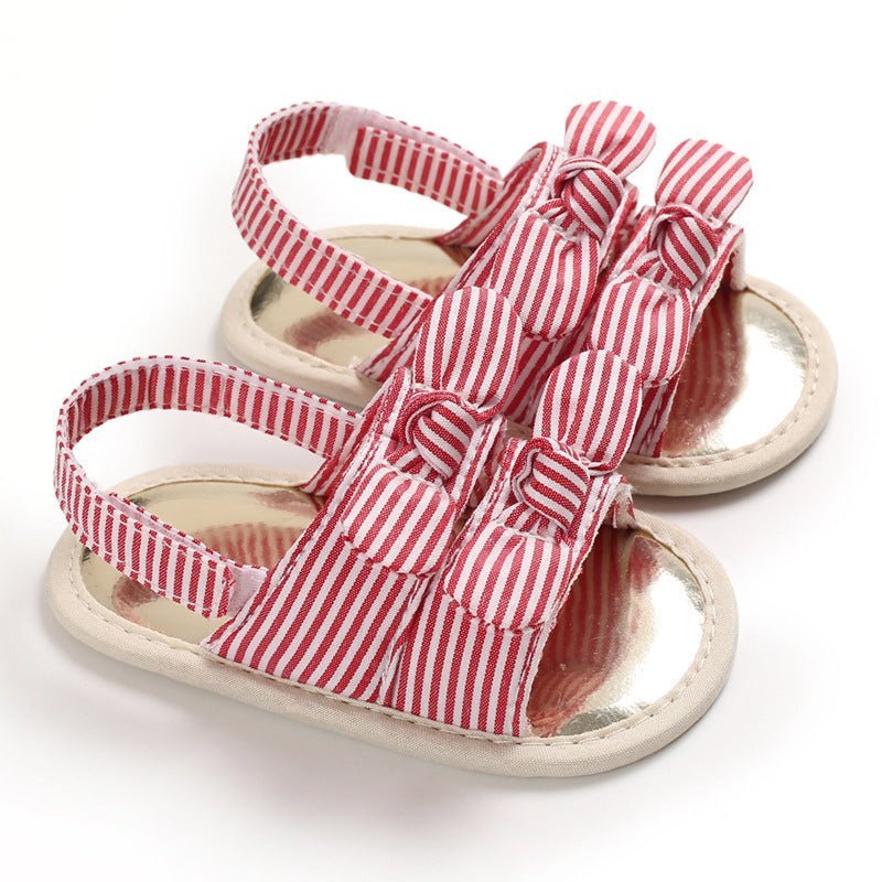 Baby girl velcro sandals - Red stripes