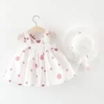 Baby girl white cotton dress - pink 1