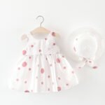 Baby girl white cotton dress - pink 2