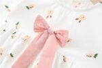 Baby girl white printed cotton dress - Pink (1)