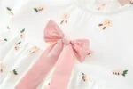 Baby girl white printed cotton dress - Pink (1)