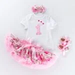 Baby first birthday outfit girl - White and pink lit one-Fabulous Bargains Galore