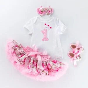 Baby first birthday outfit girl - White and pink cupcake-Fabulous Bargains Galore
