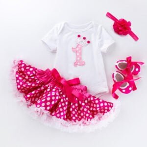 Baby girl first birthday outfit - Deep Pink Flower-Fabulous Bargains Galore
