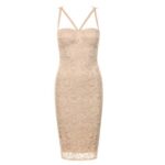 Beige Strappy lace bodycon dress (21)