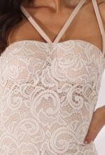 Beige Strappy lace bodycon dress (5) (1)