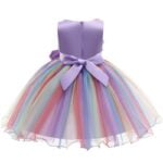 Birthday girl rainbow tulle dress with purple sequin bow (2)
