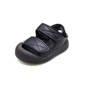 Black semi closed toe sandals for children (2)