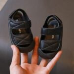 Black semi closed toe sandals for children (5)