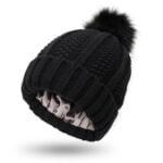 Cable knit beanie with faux fur pom - Dark Grey-Fabulous Bargains Galore