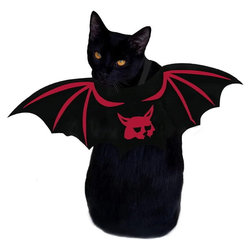Cat halloween bat wings-red