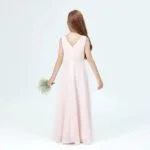 Chiffon junior bridesmaid dress-blush pink (1)