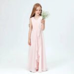 Chiffon junior bridesmaid dress-blush pink (2)