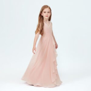 Chiffon junior bridesmaid dress-pearl-pink