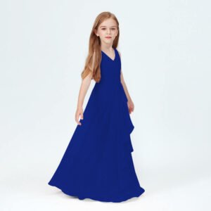 Chiffon junior bridesmaid dress-royal-blue