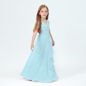 Chiffon junior bridesmaid dress-sky-blue