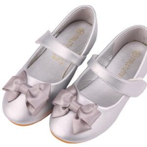 Children's dress shoes with bow - Silver