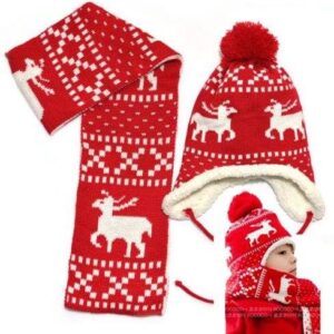 Children's Christmas hat and scarf set - Red (2)