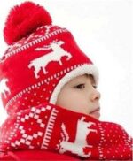 Children's Christmas hat and scarf set - Red (3)